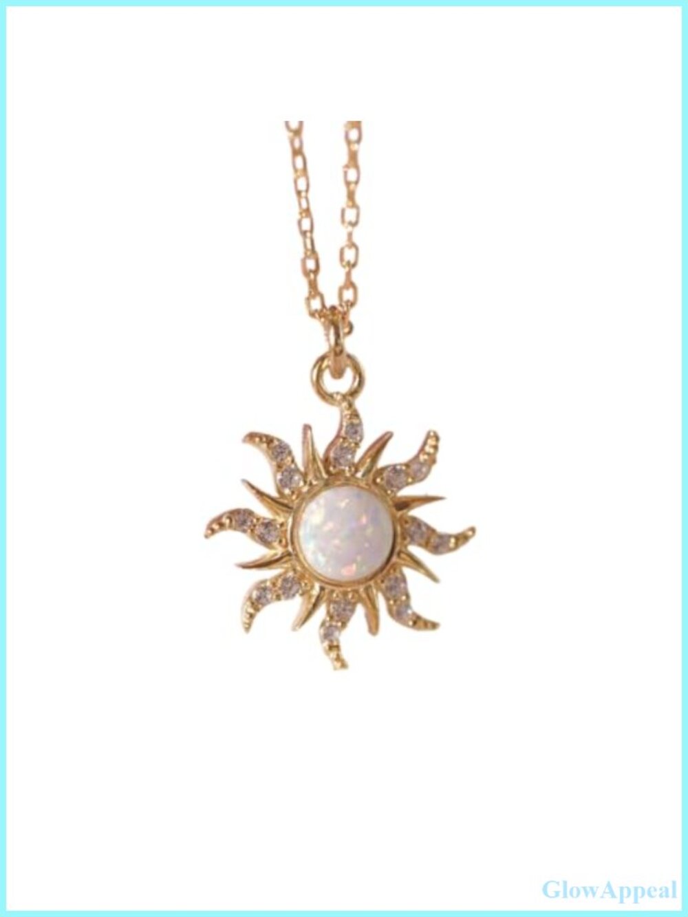 Opal Sun Pendant Necklace Gold Boho Sunburst Women's Jewelry